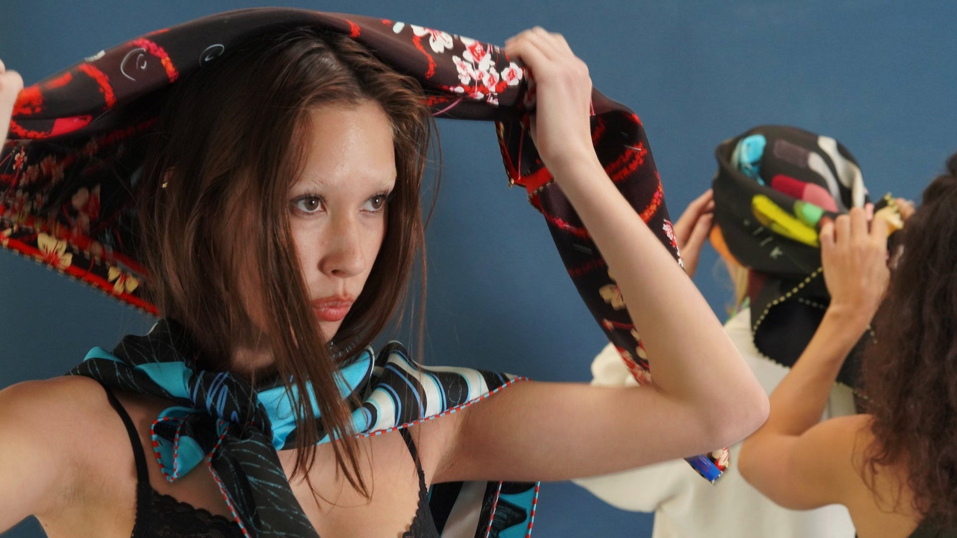 women dressing up in silk scarves