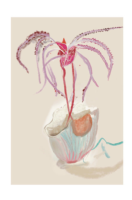 sea shell flower pot with bahamian flower