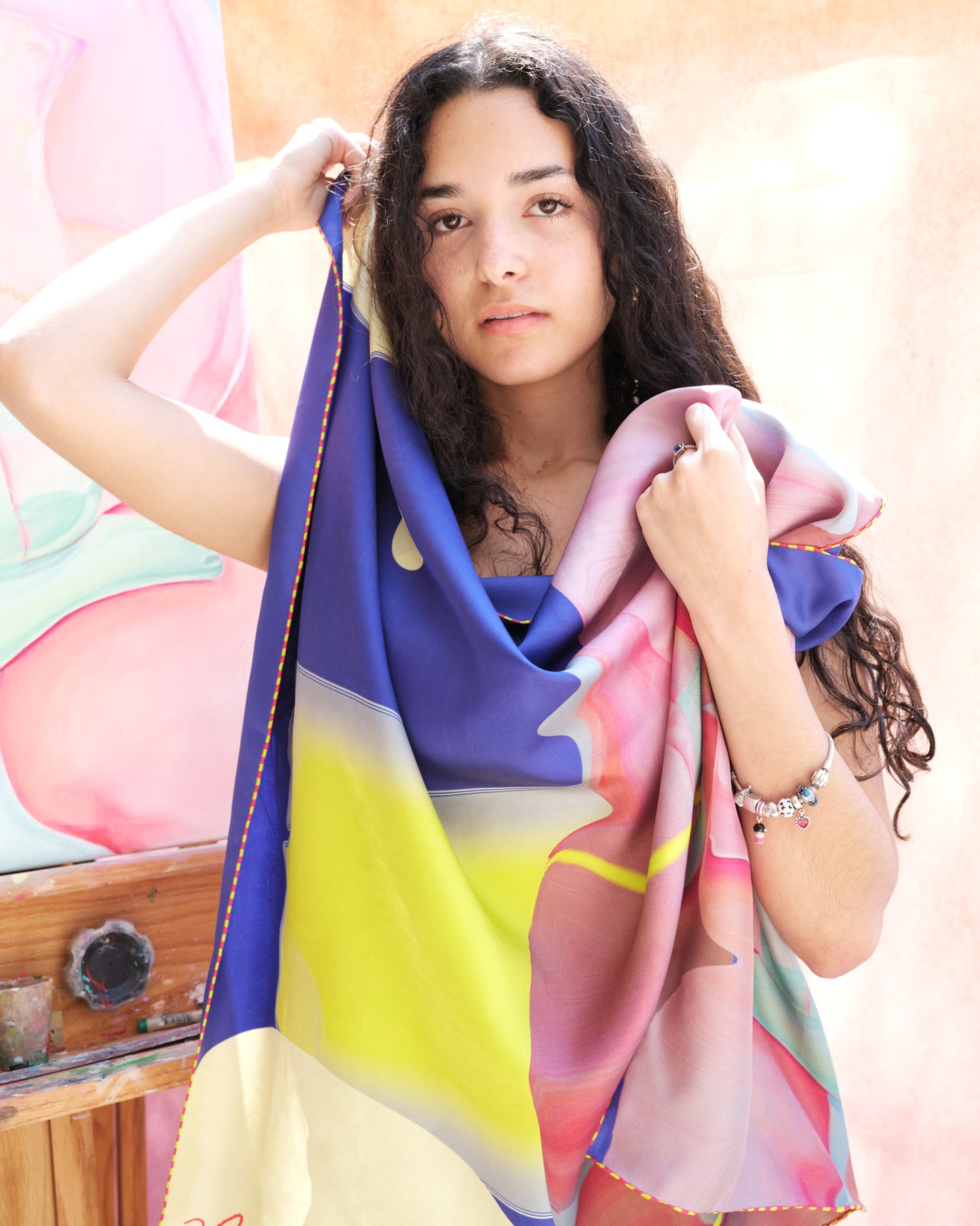 blue silk scarf