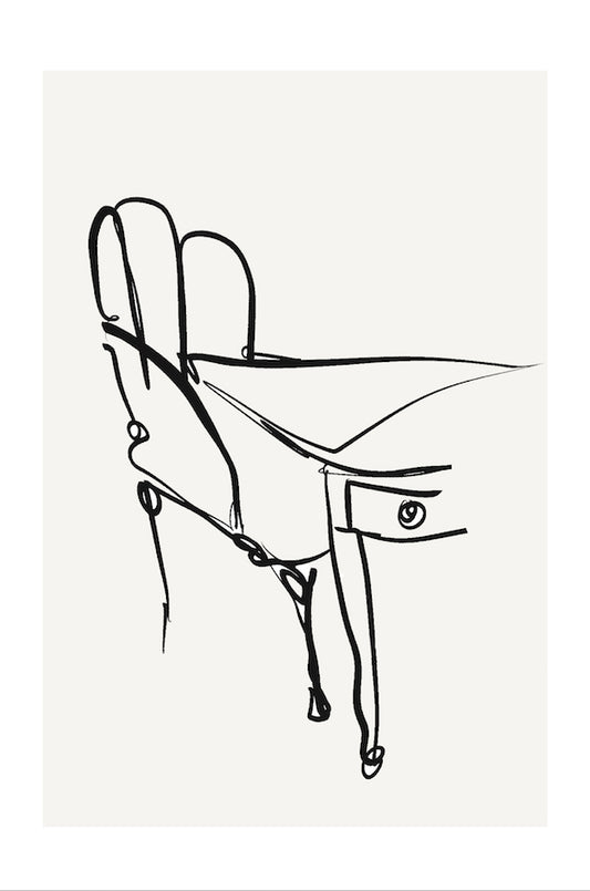 One line drawing of a chair and desk- loose lines elegant design 