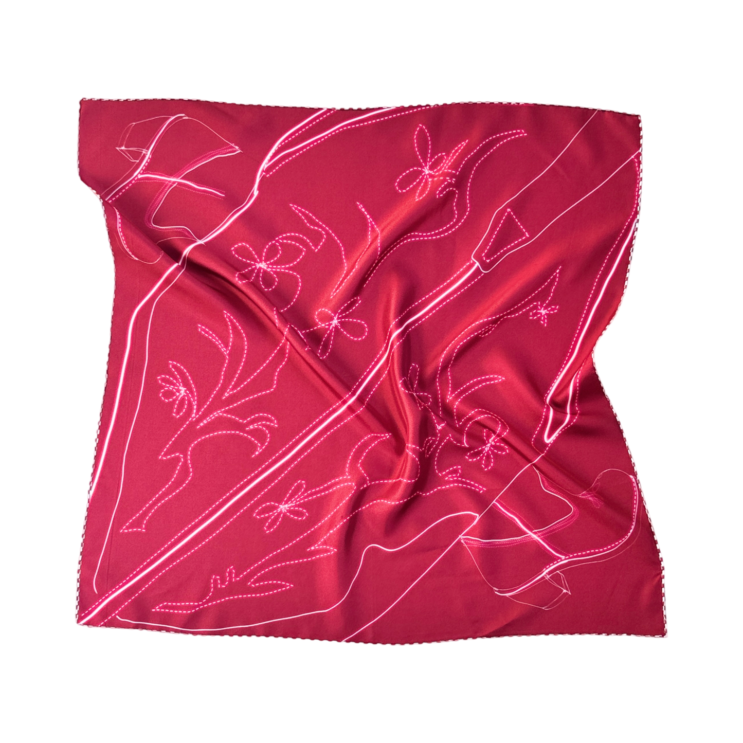 Western Boot Silk Scarf 70- Rojo