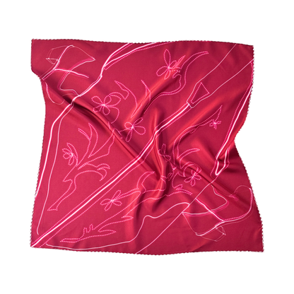 Western Boot Silk Scarf 70- Rojo