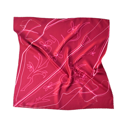 Western Boot Silk Scarf 70- Rojo
