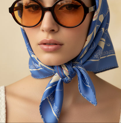 Stitched Couturière Scarf- blue