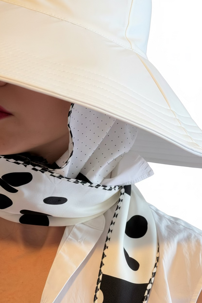 Sun Hat - White Polka