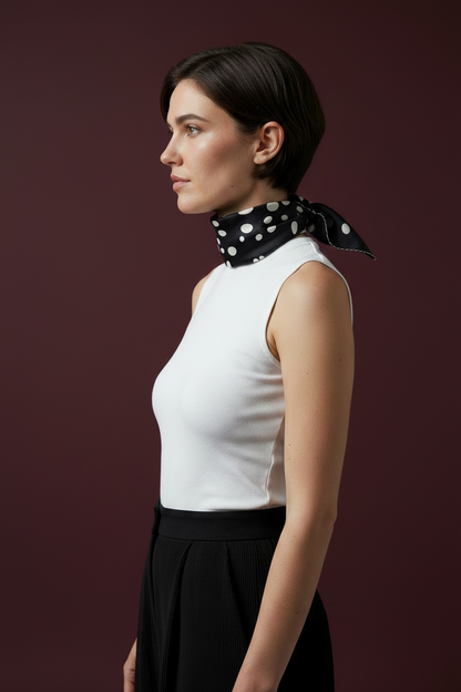 Classic Polka Scarf 70- Black