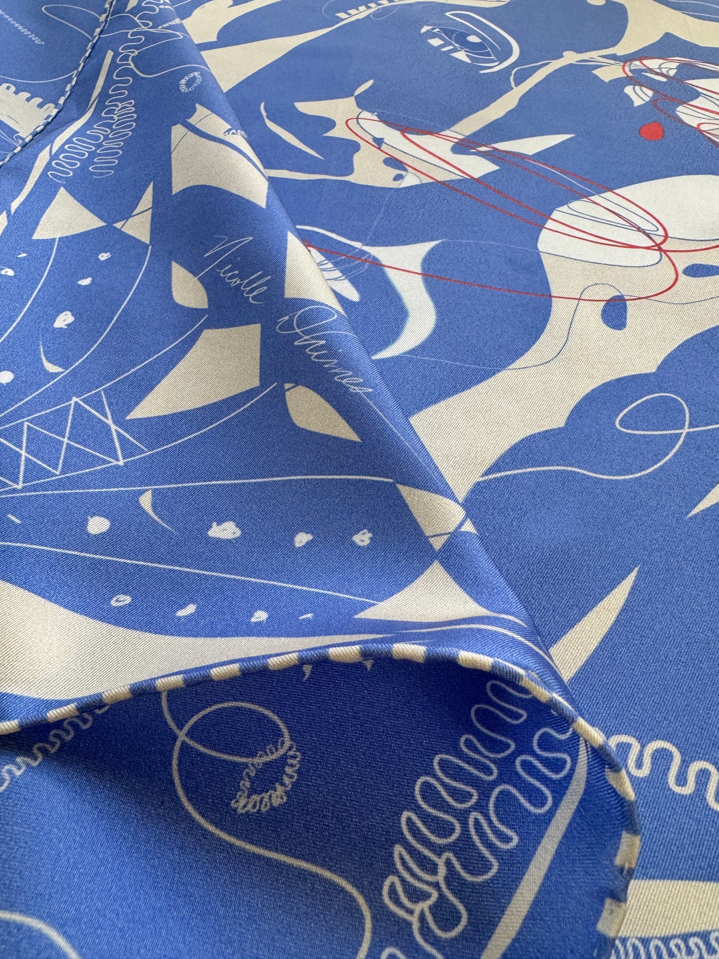 Stitched Couturière Scarf- Blue