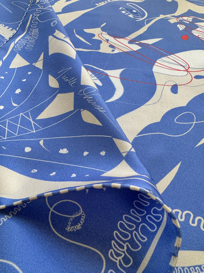 Stitched Couturière Scarf- Blue