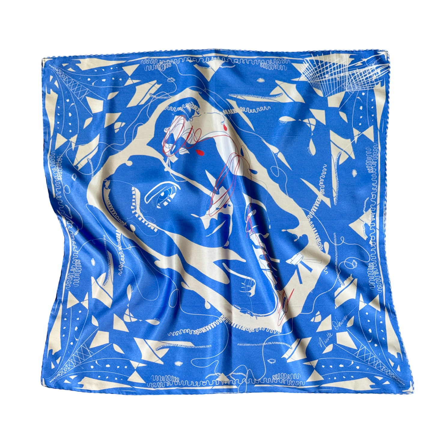 Stitched Couturière Scarf- Blue