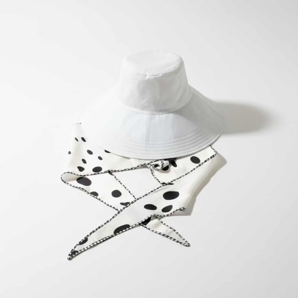 Sun Hat - White Polka